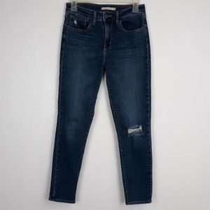 Levi's 721 Women's Jeans Size 27 High-Rise Skinny Distressed Medium Wash Blue